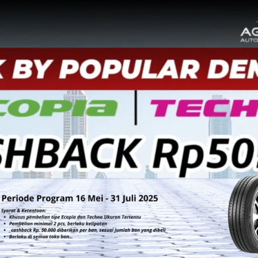 Dapatkan Cashback Rp50.000 untuk Pembelian Ban ECOPIA & TECHNO di Agus Lio Ban! Dapatkan Cashback Rp50.000 untuk Pembelian Ban ECOPIA & TECHNO di Agus Lio Ban!