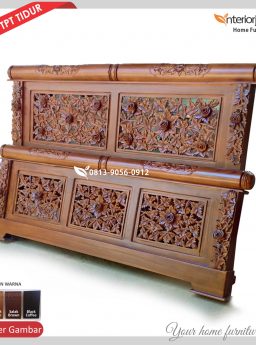 A - IJE 098 Dipan 180x200 Ukiran Seribu Mawar Bahan Kayu Jati