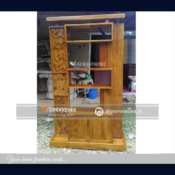 Partisi Minimalis Kayu Jati 100 cm Boomerang, AF – IJE 010
