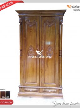 D - IJE 020 LEmari Pakaian 2 Pintu MOtif Mawar Soko Peluru