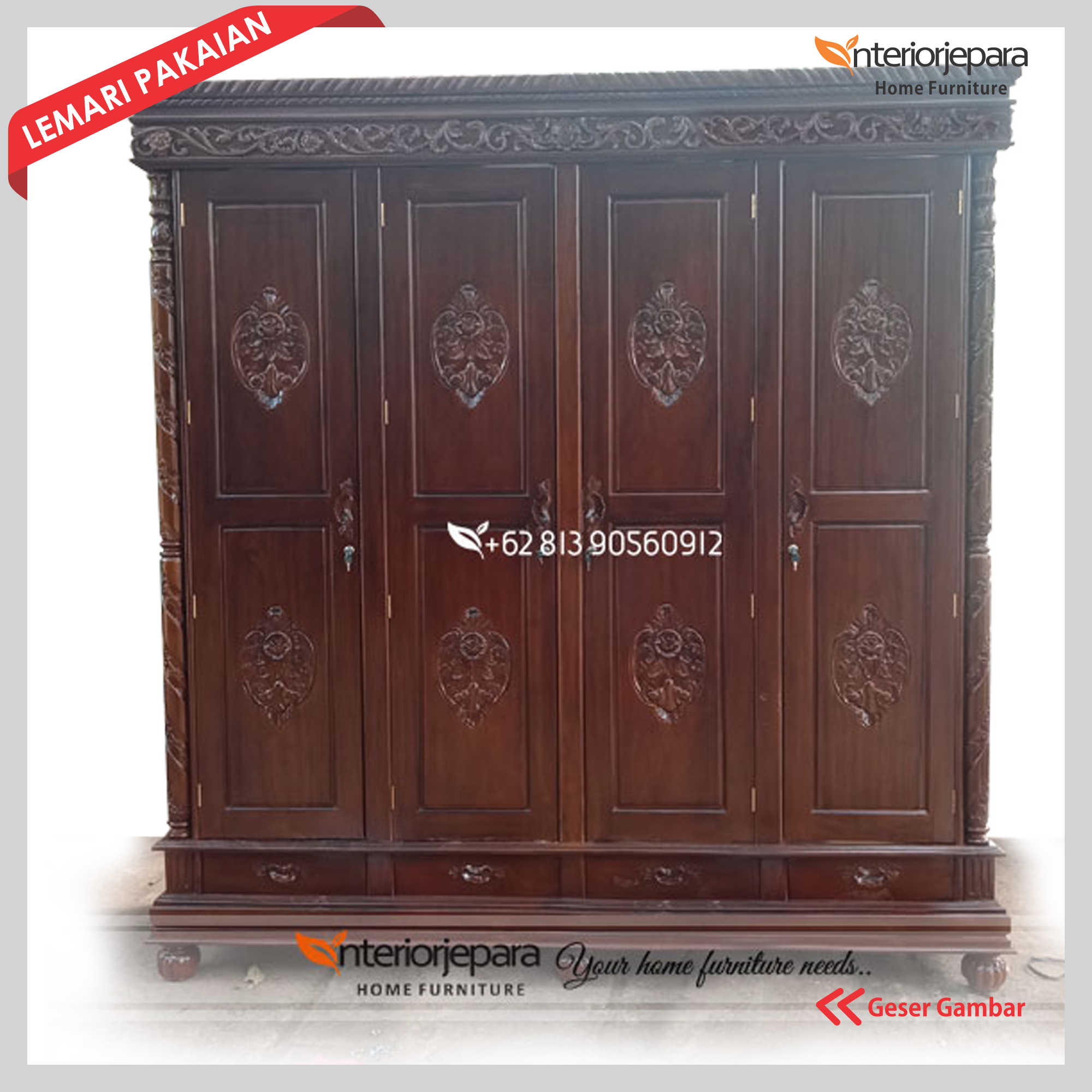Almari Pakaian 4 Pintu Ratu Mantingan – D – IJE 093