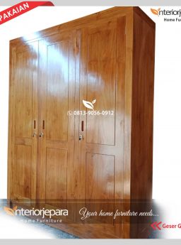 D---IJE-095-Almari-Pakaian-Minimalis-Scandinavian-3-Pintu-Swing-Kayu-Jati-Jepara