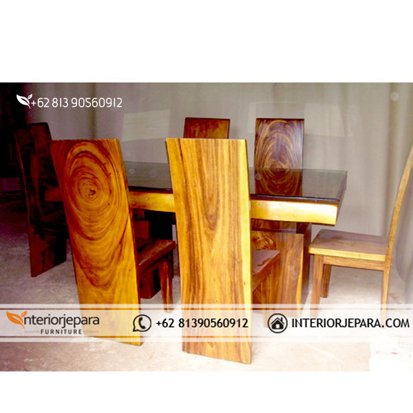 Kursi Makan Minimalis Kayu Trembesi 160cm, F – IJE 021