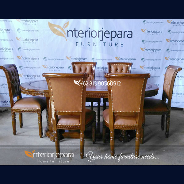 Set Meja Makan Kayu Jati Salina Padi 6 Kursi, F – IJE 027