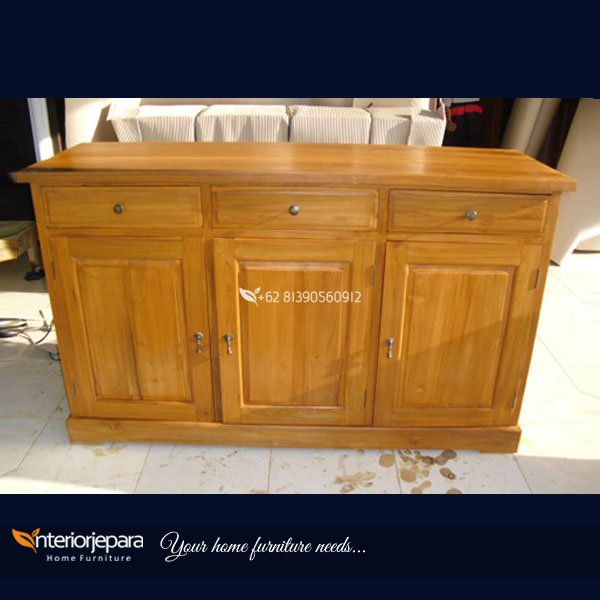 Bufet Kayu Jati Minimalis London 3 Pintu, Rak Tv Klasik, J – IJE 017