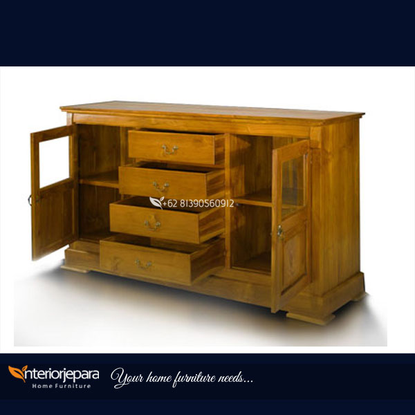 Bufet-Minimalis-Kayu-Jati-Motif-Jainu, Rak Tv Minimalis, J - IJE 036