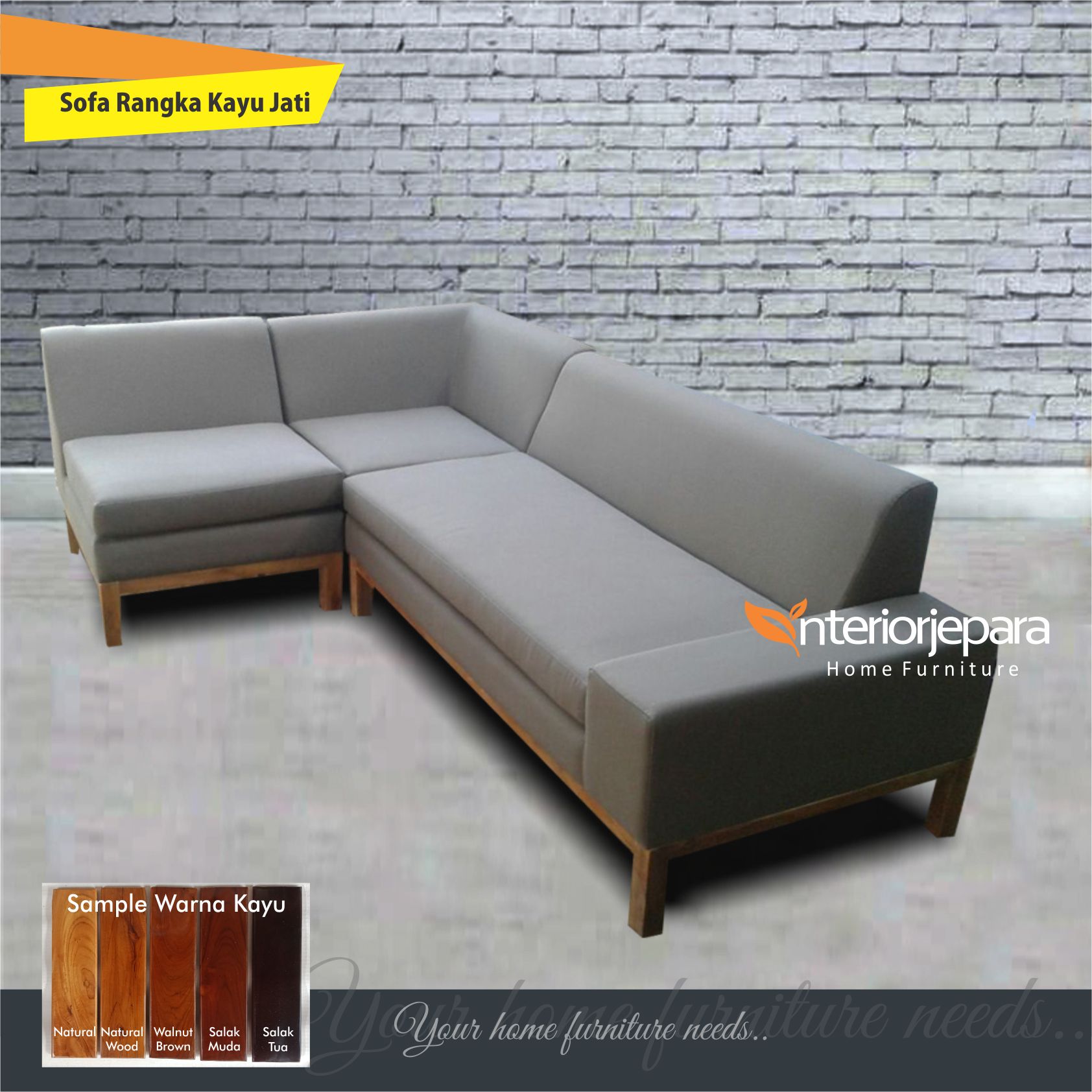 Sofa L Sudut Cremo Rangka Kayu Jati
