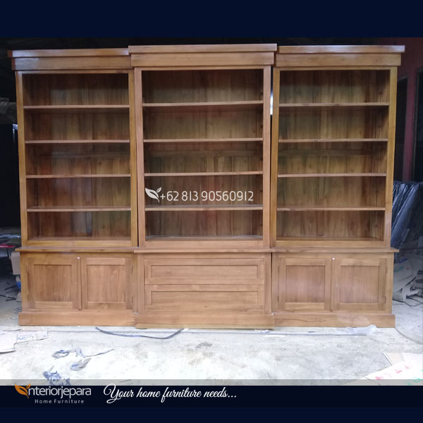 Bufet Buku Minimalis Kayu Jati Perpustakaan Pribadi, T – IJE 021