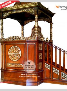 Mimbar Masjid Jami' Mewah Ukiran Kayu Jati