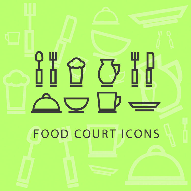 Linear Food Court Icons
