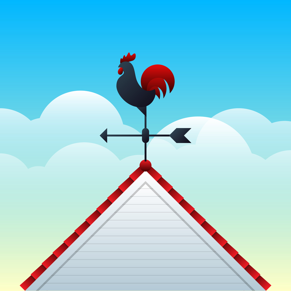 Rooster Weather Vane Illustration.
