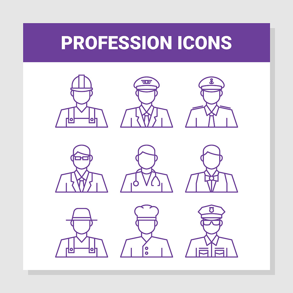 Profession Outline Icons Set