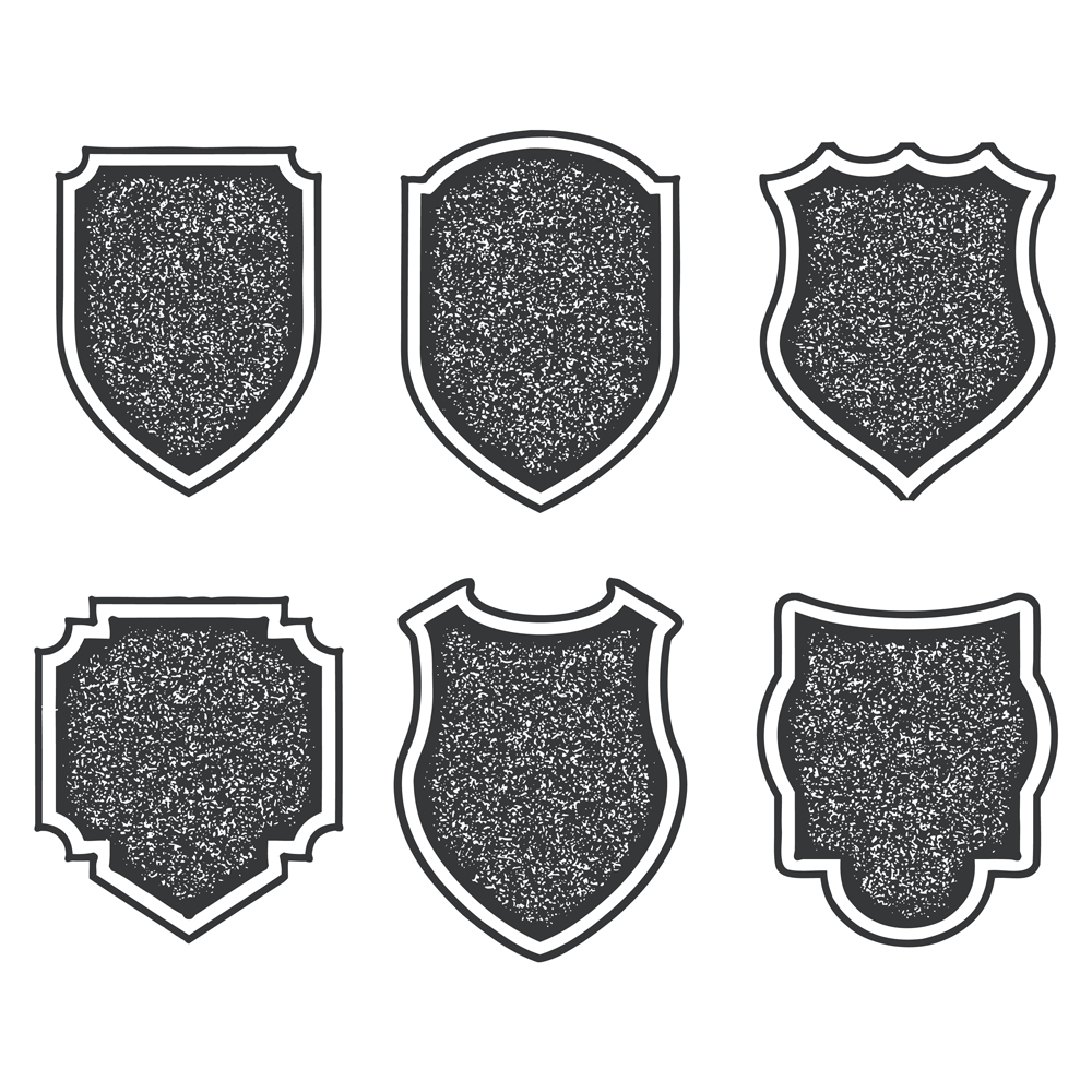 Vintage Shield Sign And Elements With Grunge Texture