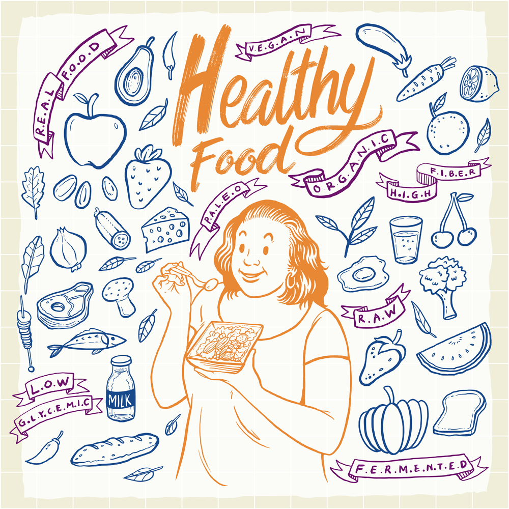 Hand-drawn Healthy Food Element Set