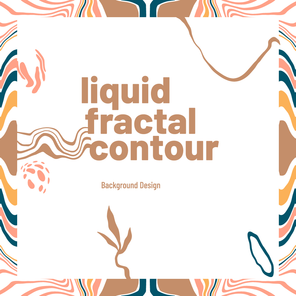 Abstract Painted Trendy liquid fractal contour background