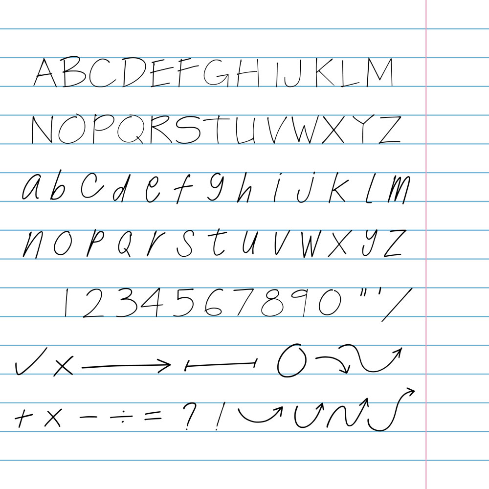 Hand drawn architect writing upper and lower case letters set