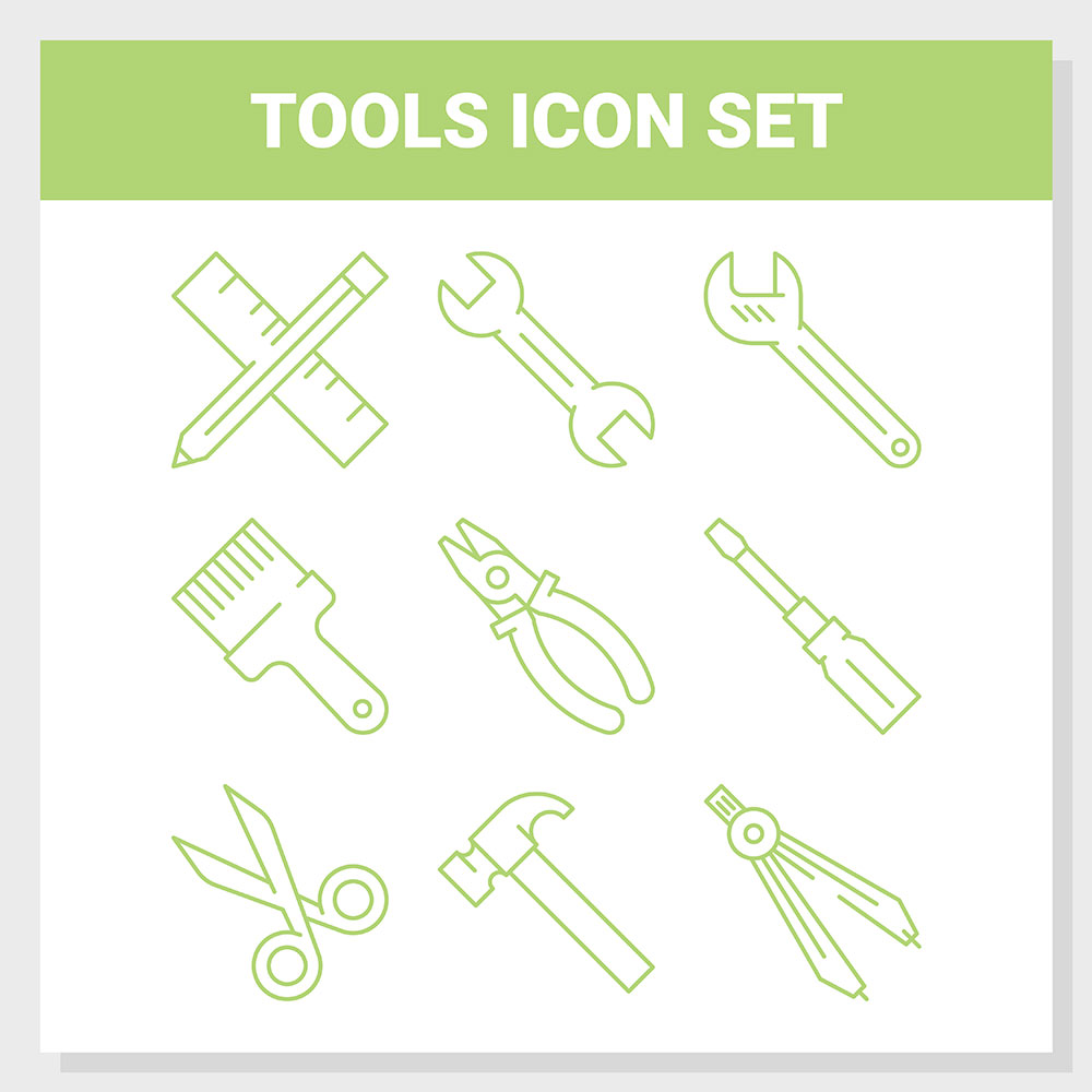 Tools Outline Icon Set