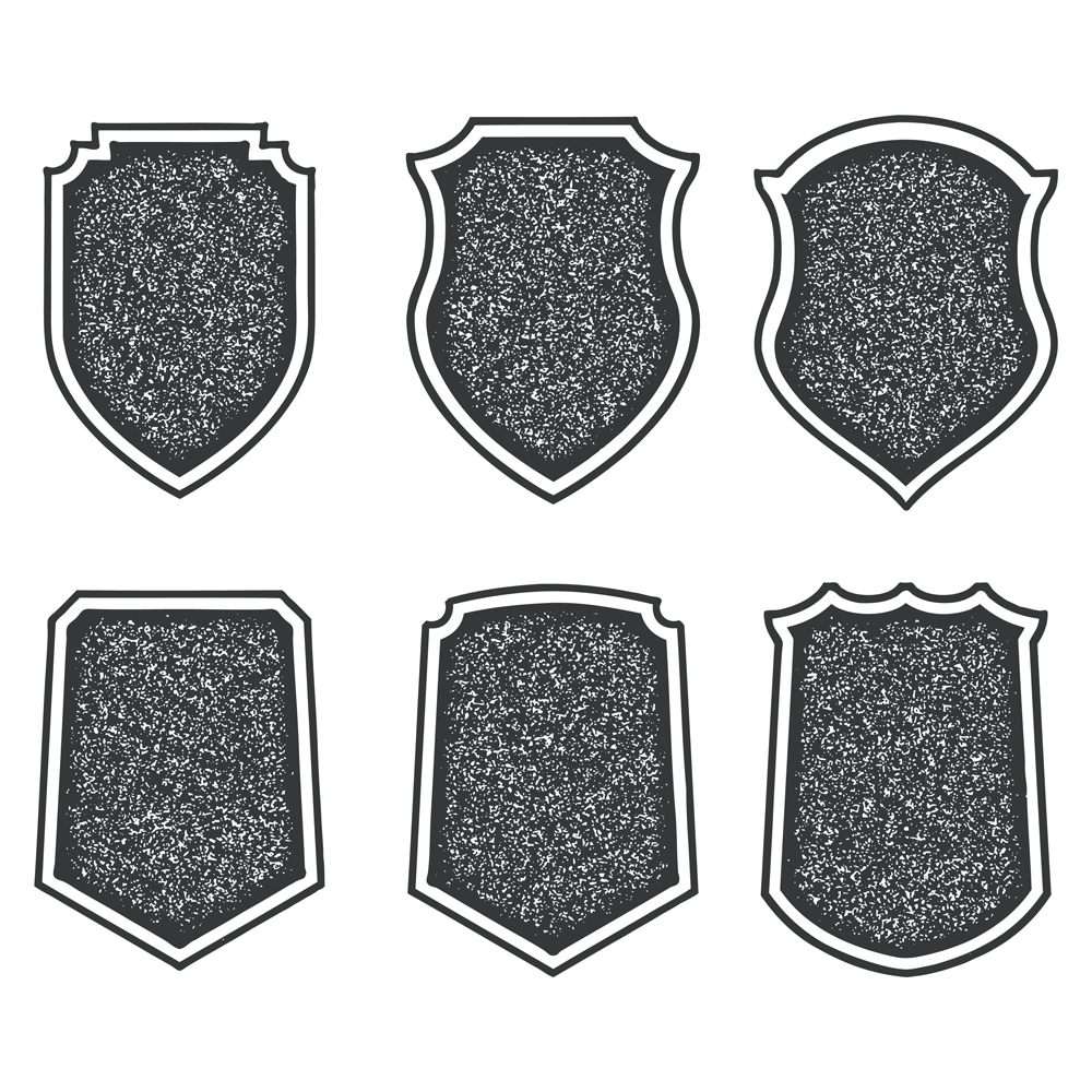 Vintage Shield Sign And Elements With Grunge Texture