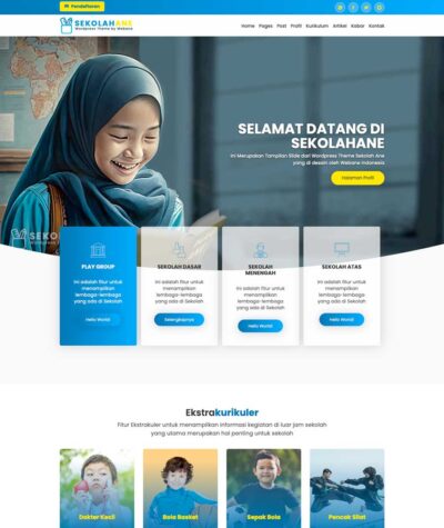 Theme Wordpress SekolahAne - Desain UI untuk website sekolah