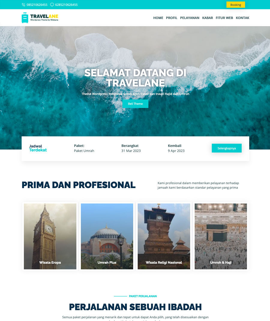 Theme Wordpress Indonesia Travelane by Webane Indonesia