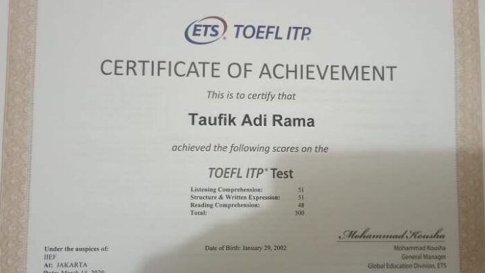 Score TOEFL Syarat Kelulusan