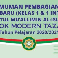 Pengumuman Pembagian Kelas Siswa Baru (Kelas 1 & 1 Intensif) KMI Pondok Modern Tazakka Tahun Pelajaran 2020/2021
